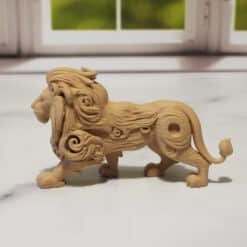 Carved Wood-Style Lion Sculpture - Left