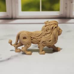 Carved Wood-Style Lion Sculpture - Right