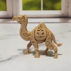 Carved Wood-Style Modern Camel Sculpture - Left