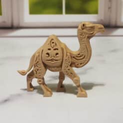 Carved Wood-Style Modern Camel Sculpture - Right