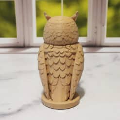 Carved Wood-Style Owl Sculpture - Back