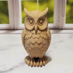 Carved Wood-Style Owl Sculpture - Front