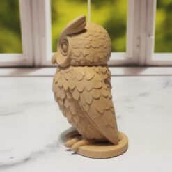 Carved Wood-Style Owl Sculpture - Left