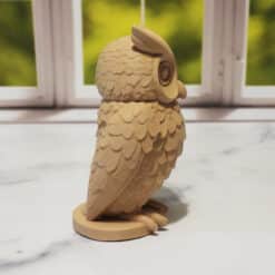 Carved Wood-Style Owl Sculpture - Right