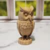 Carved Wood-Style Owl Turning Head Sculpture - Front
