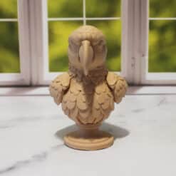 Carved Wood-Style Parrot Bust - Front