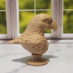 Carved Wood-Style Parrot Bust - Right