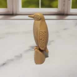 Carved Wood-Style Penguin - Left