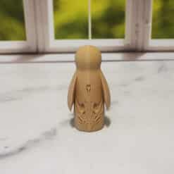 Carved Wood-Style Penguin Totem - Back