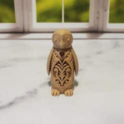 Carved Wood-Style Penguin Totem - Front