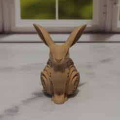 Carved Wood-Style Rabbit Sculpture - Front