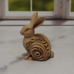 Carved Wood-Style Rabbit Sculpture - Left