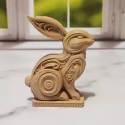 Carved Wood-Style Rabbit Sculpture - Right