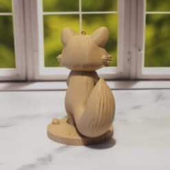 Carved Wood-Style Raccoon Sculpture - Back