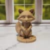 Carved Wood-Style Raccoon Sculpture - Front