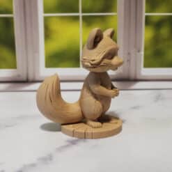 Carved Wood-Style Raccoon Sculpture - Right