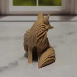 Carved Wood-Style Sitting Fox Sculpture - Front