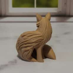 Carved Wood-Style Sitting Fox Sculpture - Right