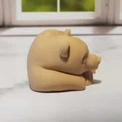 Carved Wood-Style Sleeping Bear Sculpture - Right