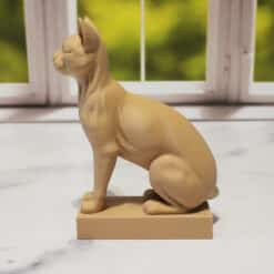Carved Wood-Style Sphynx Sculpture - Left