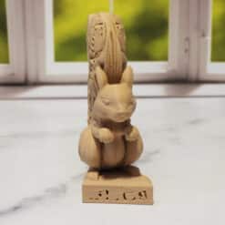 Carved Wood-Style Squirrel Sculpture - Front
