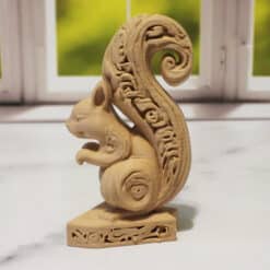 Carved Wood-Style Squirrel Sculpture - Left