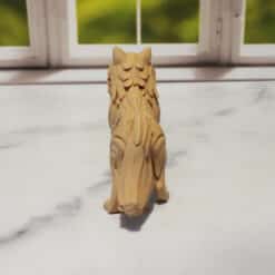 Carved Wood-Style Standing Wolf Sculpture - Back