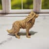 Carved Wood-Style Standing Wolf Sculpture - Right