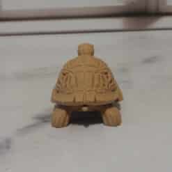 Carved Wood-Style Turtle Sculpture - Back