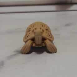 Carved Wood-Style Turtle Sculpture - Front