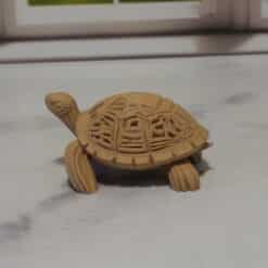 Carved Wood-Style Turtle Sculpture - Left