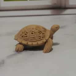 Carved Wood-Style Turtle Sculpture - Right