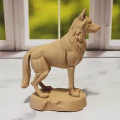 Carved Wood-Style Wolf On-Alert Sculpture - Right