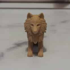 Carved Wood-Style Wolf Sculpture - Front