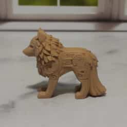 Carved Wood-Style Wolf Sculpture - Left