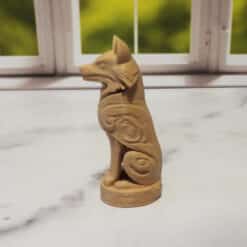 Carved Wood-Style Wolf Totem - Left