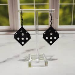 Dice Matte PLA 3D Printed Earrings - Front