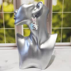 Easter Bunny Holding Egg Earrings - Head