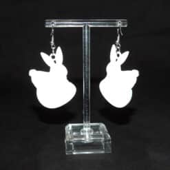 Easter Bunny on Top of Egg Matte PLA 3D Printed Earrings - Back