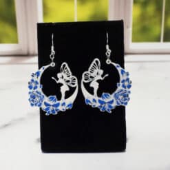 Fairy on the Moon Matte PLA 3D Printed Earrings - Front