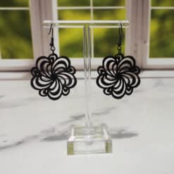Floral Mandala Matte PLA 3D Printed Earrings - Back