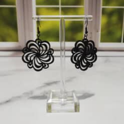Floral Mandala Matte PLA 3D Printed Earrings - Front
