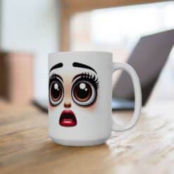 Funny Face Alarmed Surprise 15oz Mug - Lifestyle