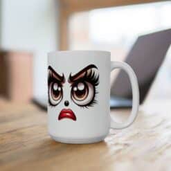 Funny Face Angry Frustration 15oz Mug - Lifestyle