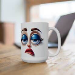 Funny Face Bored Indifference 15oz Mug - Lifestyle
