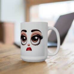 Funny Face Displeased Sigh 15oz Mug - Lifestyle