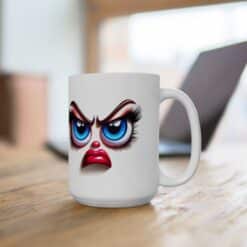 Funny Face Furious Disapproval 15oz Mug - Lifestyle