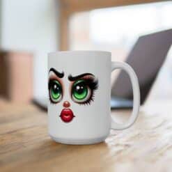 Funny Face Grumpy Glare 15oz Mug - Lifestyle