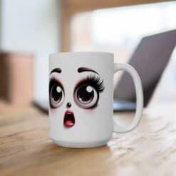 Funny Face Shocked Surprise 15oz Mug - Lifestyle