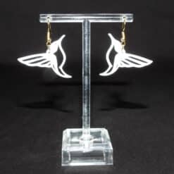 Hummingbird Flying Matte PLA 3D Printed Earrings - Front